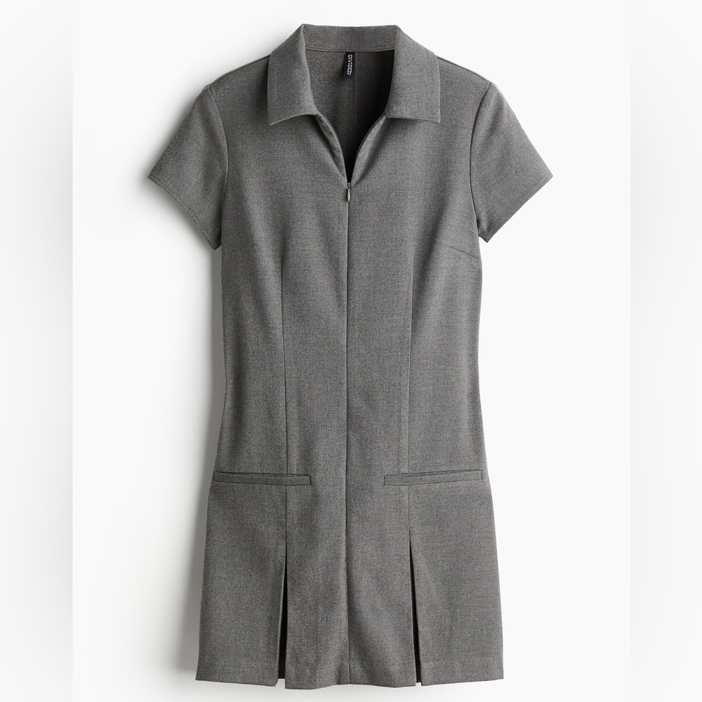 H&M ZIP-FRONT DRESS WITH COLLAR